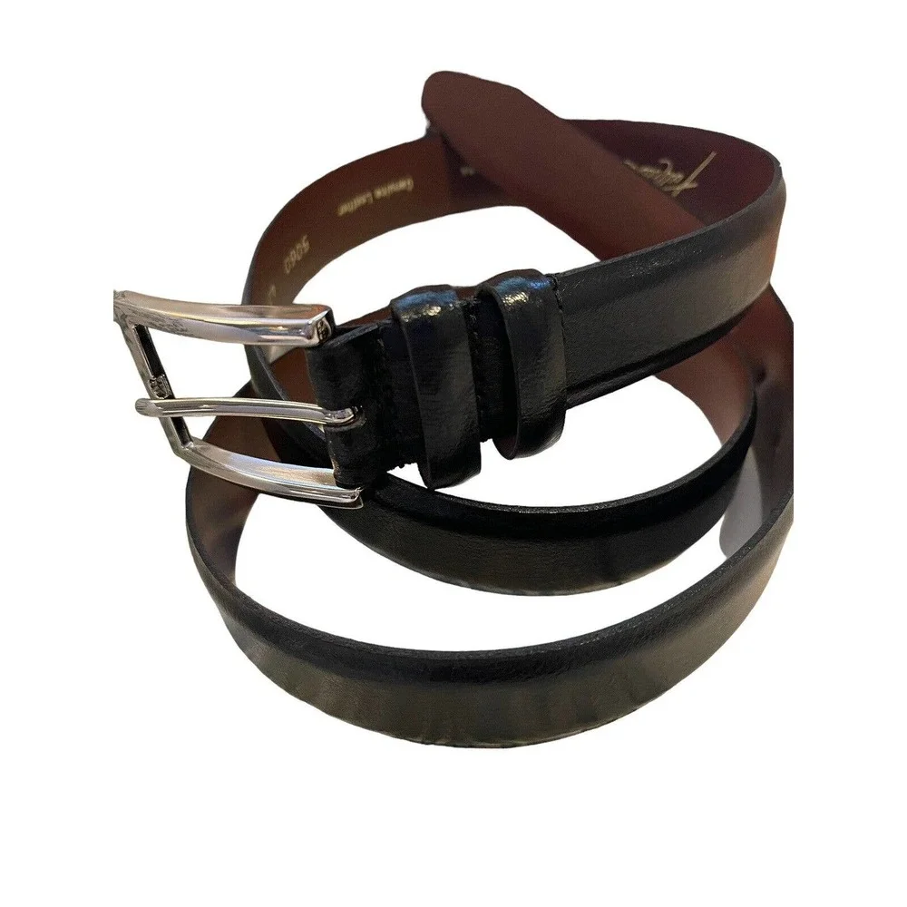 New Talliani Mens Black Leather Dress Casual Belt Sz 42 /. 1.5in Wide‎ USA